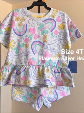 Ms. Rachel Toddler Girls' Short Sleeve Graphic Tee and Shorts Set,4T